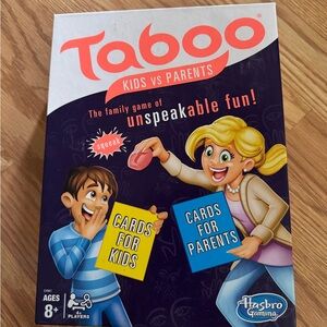 Taboo kids vs parents card game.